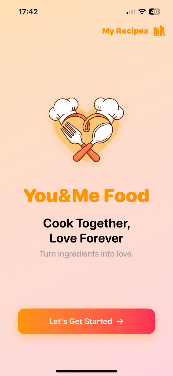 You & Me Food Home Screen